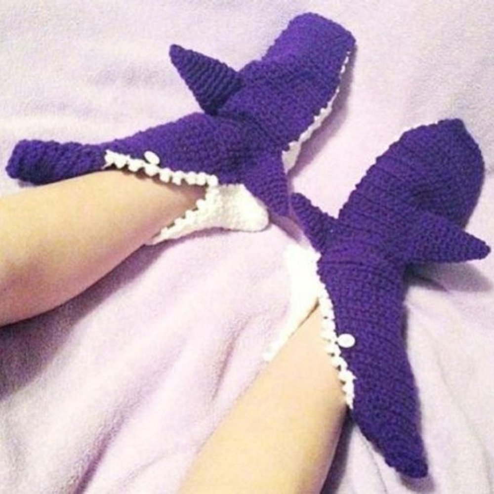 MADE TO ORDER! Purple Baby Shark Socks/Slippers